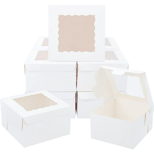 20 cajas para panadería, cajas de papel plegables pequeñas blancas, cajas de embalaje Kraft pequeñas con ventana