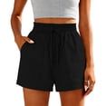 thumbnail image 4 of GUACER Lounge Shorts for Women Cotton Linen Drawstring Elastic Waist Pleated with Pockets Breathable Baggy Shorts, 4 of 6