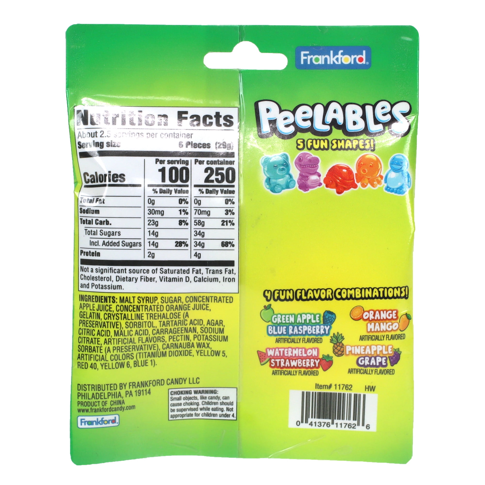 Frankford Sour Peelables Peel and Reveal Gummy Candy Peg Bag