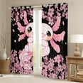 thumbnail image 2 of Castle Fairy Animal Axolotl Salamander Curtains Pack Of 2 (42X84 Each) for Kids Children,Pink Flower Sakura Curtains Blackout,Black Pink Bedroom Curtains,Breathable Home Decor, 2 of 6