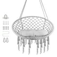 thumbnail image 2 of Hanging Cotton Rope Hammock Swing Chair with Medium Cushion,Handmade Knitted Hanging Chair， Perfect for Bedroom, Porch, Adults, Balcony, 2 of 7