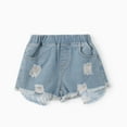 thumbnail image 4 of PatPat Toddler Girls Clothes 3pcs Tie Dye Top & Headband & Ripped Denim Shorts Outfit Sets, Blue, 3 Years, 4 of 7