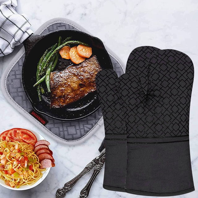 Guantes para cocina, horno microondas, guante, almohadilla para olla, protección térmica de cuatro piezas, suministros para horno microondas Wmkox8yii hjk5267