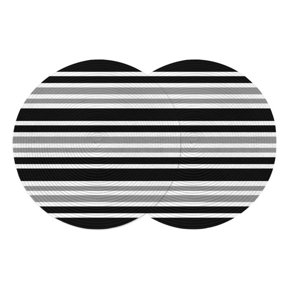 Round Placemats Modern Striped 15 inch Set of 2 Table Mats for Dining Table Black Grey Heat Resistant Non-Slip Kitchen & Home Decorative Place Mat Set