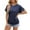 Navy, variant on Tiqkatyck Women Summer Tops, Women's Fashion Short Sleeve Solid Color Round Neck Loose Pleated Fashion T Shirt, Shirts for Women Black L