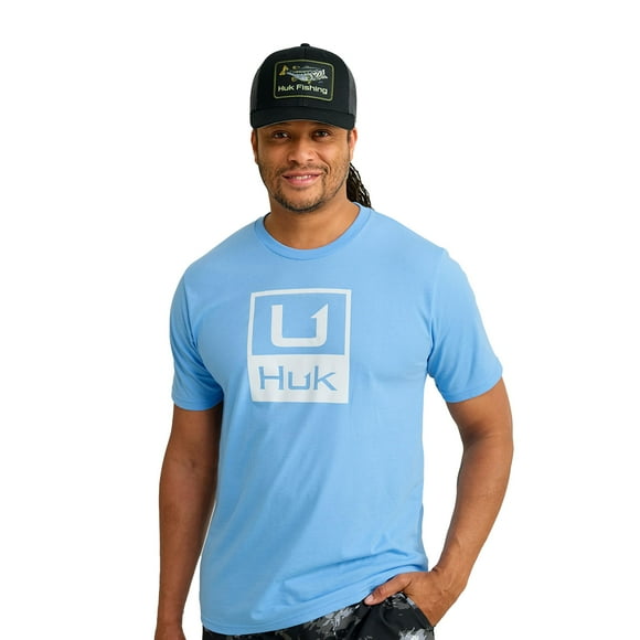 HUK Men's Standard Short Sleeve Performance Tee, Fishing T-Shirt, Marolina Blue