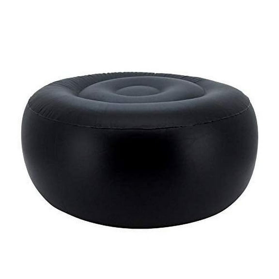 Fennco Styles Blue Kaleidoscope Round Indoor & Outdoor Pouf – 200lbs Weight Capacity Removable Cover Ottoman for Low Seat, Bedroom, Backyard and Living Room Décor