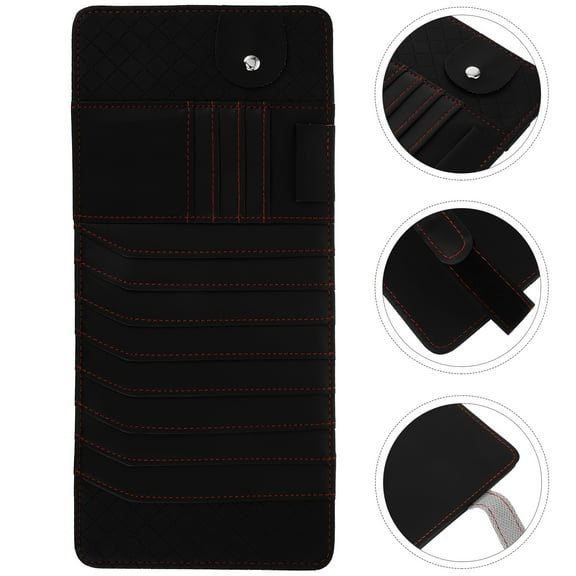 Worgeous 1Set CD Organizer Car Visor Case Black 34.00X15.00X0.40CM Rectangular