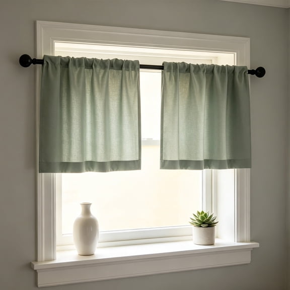 FEOLGEHLY 2 Pack Kitchen Curtains Set for Window, 16*34in Solid Blackout Cafe Curtains, Window Curtain for Kitchen Dining Room Cafe Home Decor