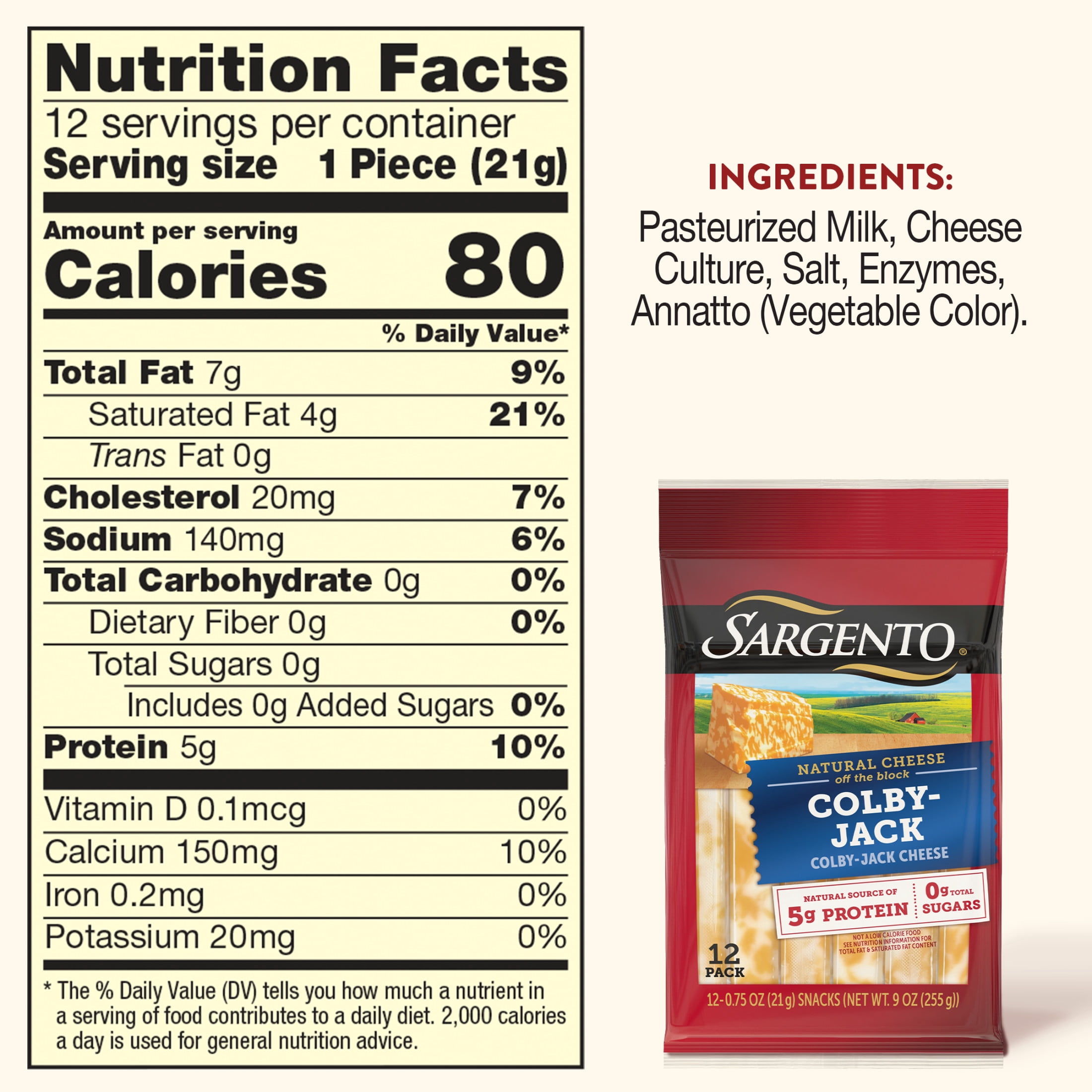 Sargento® Colby-Jack Natural Cheese Snack Sticks, 12-Count