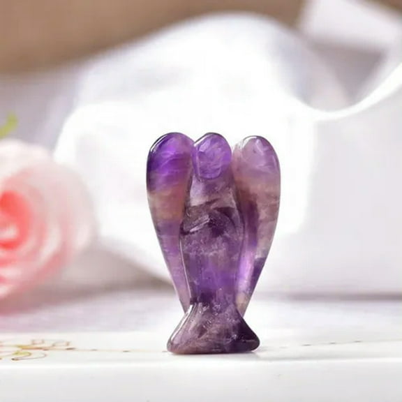 EOEMY Natural Healing Quartz Crystal Carved Angel Stone Fairy Immortals Mineral Decor-5Pcs- Amethyst Stone