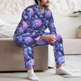 thumbnail image 7 of Susaid White Skull Flower Print Men's Long Sleeve Pajama Set, Two-Piece Button-Down Loungewear PJs Set, Comfortable Sleepwear for Relaxation-Medium, 7 of 7