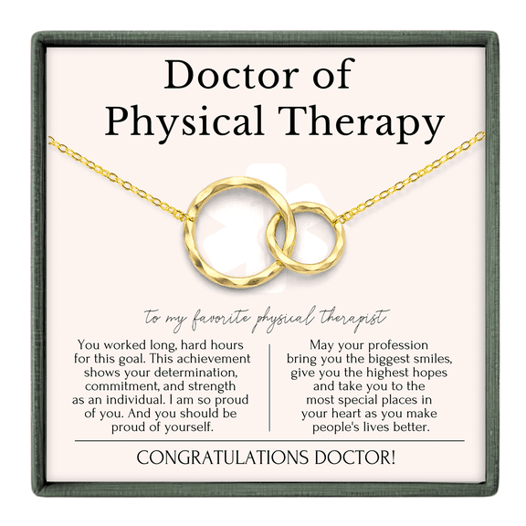 HOPE LOVE SHINE Doctor of Physical Therapy Necklace 2 Ring Gold – DPT Graduation Jewelry, Congratulations Gift