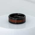 thumbnail image 5 of 8mm Black Ion Plated Comfort Fit Tungsten Carbide Ring with Hawaiian Koa Wood Inlay, Beveled Edge Wedding Ring, 2-tone Tungsten Ring - TN698s14, 5 of 5