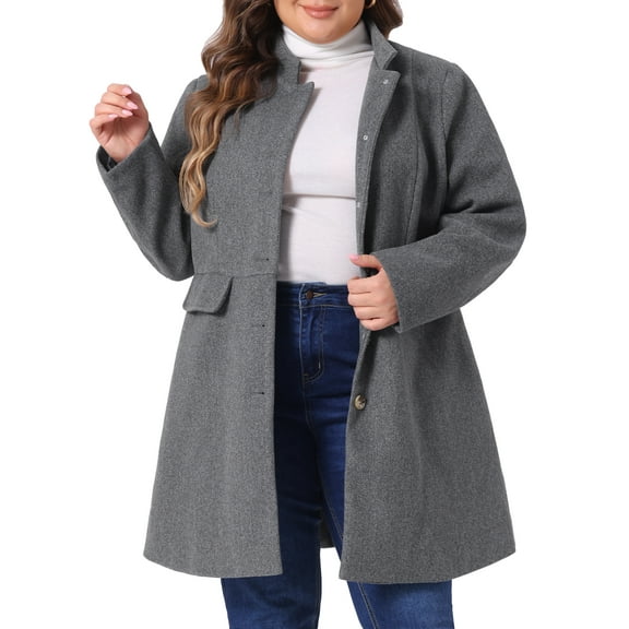 DARING DIVA Women's Plus Size Steampunk Stand Collar Single Breasted Coat 4X Grey