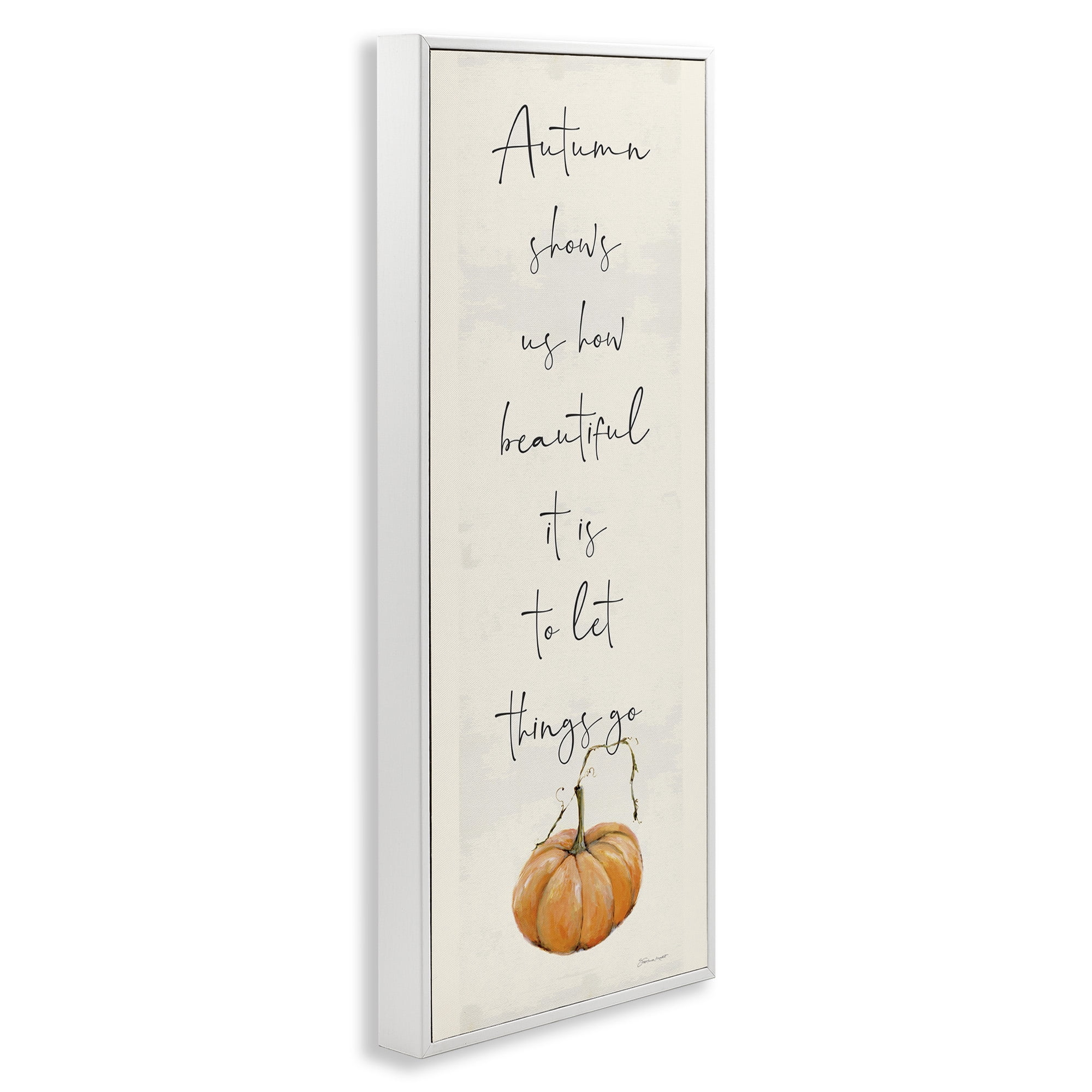 Stupell Industries Autumn Beauty Inspirational Phrase Holiday Painting White Framed Art Print Wall Art, 13 x 30