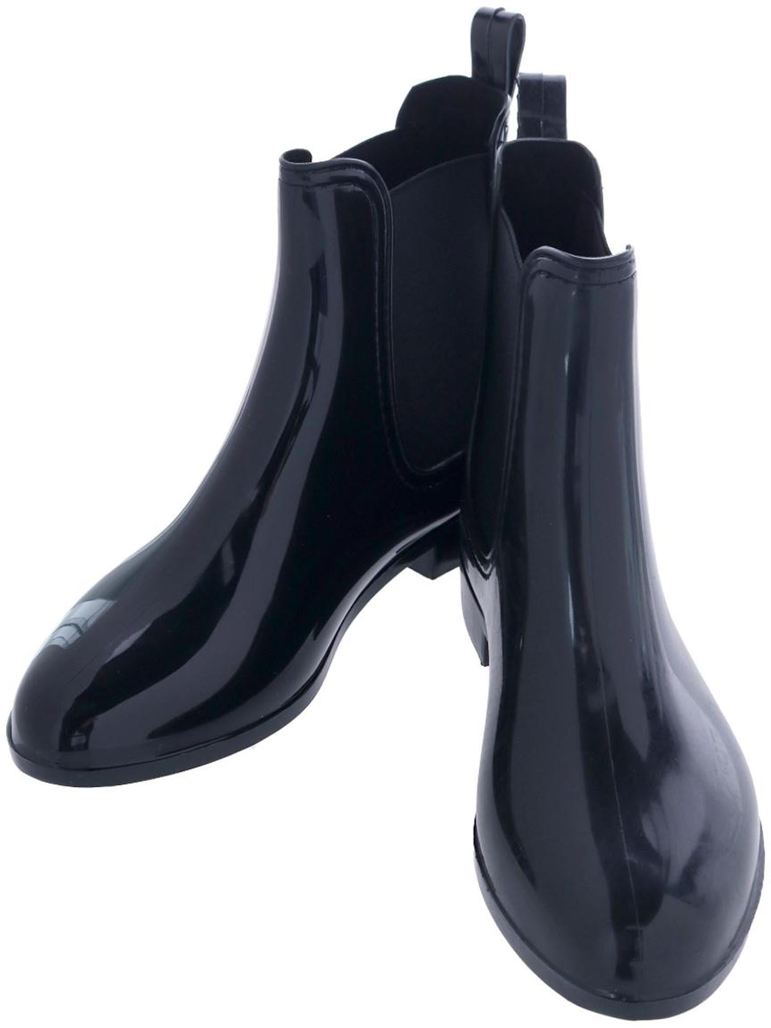 CTM  Solid Color Waterproof Ankle Rain Boots (Women)