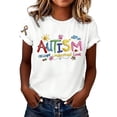 thumbnail image 2 of Autism Awareness Shirt Autism Accept Understand Love Round Neck Short Sleeves T-shirt for Women White S, 2 of 4