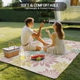 thumbnail image 4 of Geometric Flower Outdoor Rug for Patio/Deck/Porch, Non-Slip Large Area Rug 6 x 9 Ft, Vintage Country Floral Pink Green on Linen Indoor Outdoor Rugs Washable Area Rugs, Camping Rug Carpet Runner, 4 of 8
