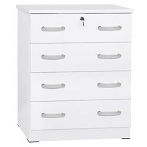 Kd Muebles De Dormitorio Cindy 4 Drawer Wooden Dresser with Lock, White, 39 x 29 x 16"