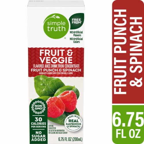 Pack of 2 - Simple Truth Fruit Punch Spinach Kids Juice Boxes 8 ct Packaging May Vary