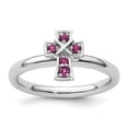 thumbnail image 4 of Auriga 925 Sterling Silver Rhodium Rhodolite Garnet Cross Ring for Women Size- 8, 4 of 6