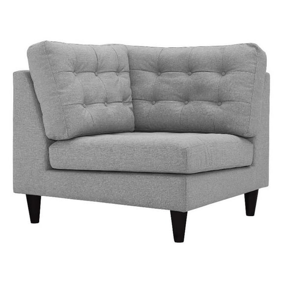 Maklaine Upholstered Polyester Fabric Sofa Corner Chair in Light Gray