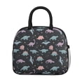 thumbnail image 2 of Womens Black Dinosaurs Stars Pterosaurs Pattern Lunch Box for Work,Insulated Lunch Bag for Women,Loncheras Para Mujer,Leakproof Adult Lunch Bag for Work,Beach,Travel,Picnic,Camping, 2 of 7