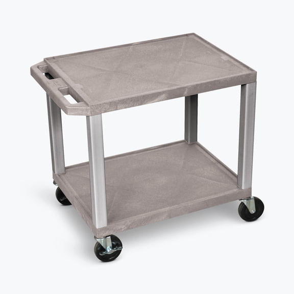 FSE 373-WT26GY-N 26"H AV Cart - Two Shelves - Nickel Legs