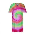 thumbnail image 4 of up to 60% off Gifts Usmixi Summer Dresses for Women Plus Size Pocket Swing Hem Tunic Midi Sun Dresses Short Sleeve V-Neck Tie-Dye Knee-Length 2023 Casual Dress Multicolor xl, 4 of 5