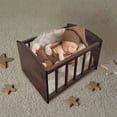 thumbnail image 3 of Wooden Baby Photography Prop Bed – Solid Wood Newborn Photo Prop for Infants, Toddlers & Studio Shoots, 29x40x6cm, 3 of 9