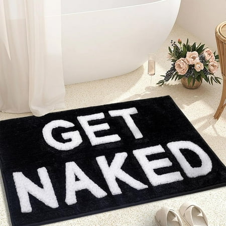 Get Naked Bath Mat Non Slip Absorbent Black Bath Rug for Bathroom Floor and Shower Funny Decor Machine Washable Get Naked Bath Mat Non Slip Absorbent Black Bath Rug for Bathroom Floor and Shower Funny Decor Machine Washable