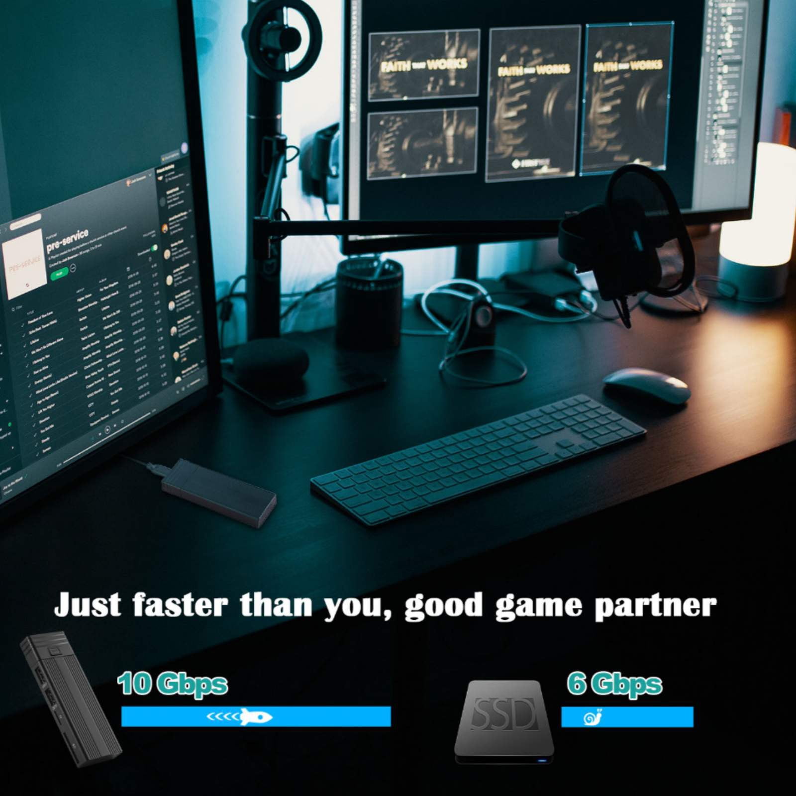 CSYANXING All-in-One M.2 NVMe/SATA SSD Enclosure & USB Hub Solution for Data Backup and Device Connectivity