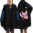 thumbnail image 4 of Suéter de gran tamaño Ropa de mujer Envío gratis Patrón de Disney Lilo & Stitch Sudadera con capucha con cremallera Otoño Invierno Abrigo cálido de manga larga, 4 of 4