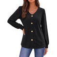thumbnail image 2 of Fantaslook Tops for Women V Neck Long Sleeve Blouses Eyelet Casual Fall Shirts Trendy, 2 of 9