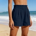 thumbnail image 5 of Axiiglly Cotton Shorts for Women Elastic Waist Breathable Workout Shorts Solid Color Lightweight Outdoor Casual Shorts for Holidays S-3XL, 5 of 10
