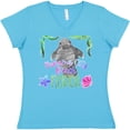 thumbnail image 3 of Inktastic Panama City Beach Florida Cute Swimming Manatee Women's V-Neck T-Shirt, 3 of 5