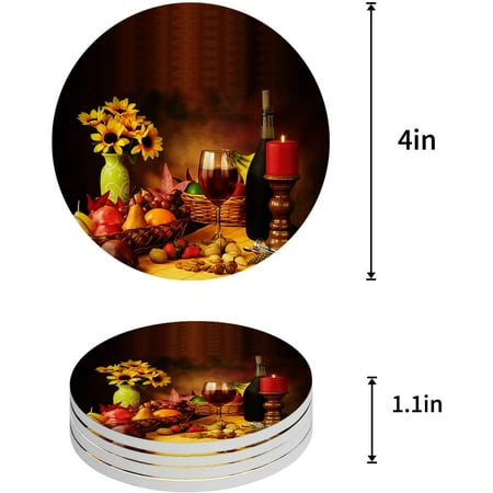

ZHANZZK Vintage Farmhouse Harvesting Food in Autumn Set of 8 Round Coaster for Drinks Absorbent Ceramic Stone Coasters Cup Mat with Cork Base for Home Kitchen Room Coffee Table Bar Decor