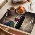 thumbnail image 3 of Red Wines Placemats Set of 6 Grapes Vintage Wooden Grain Farmhouse Place Mats Indoor Wipeable Table Mats Washable Cloth Dining Table Placemats for Kitchen Holiday Party Home Decor 13x19 Inch, 3 of 9