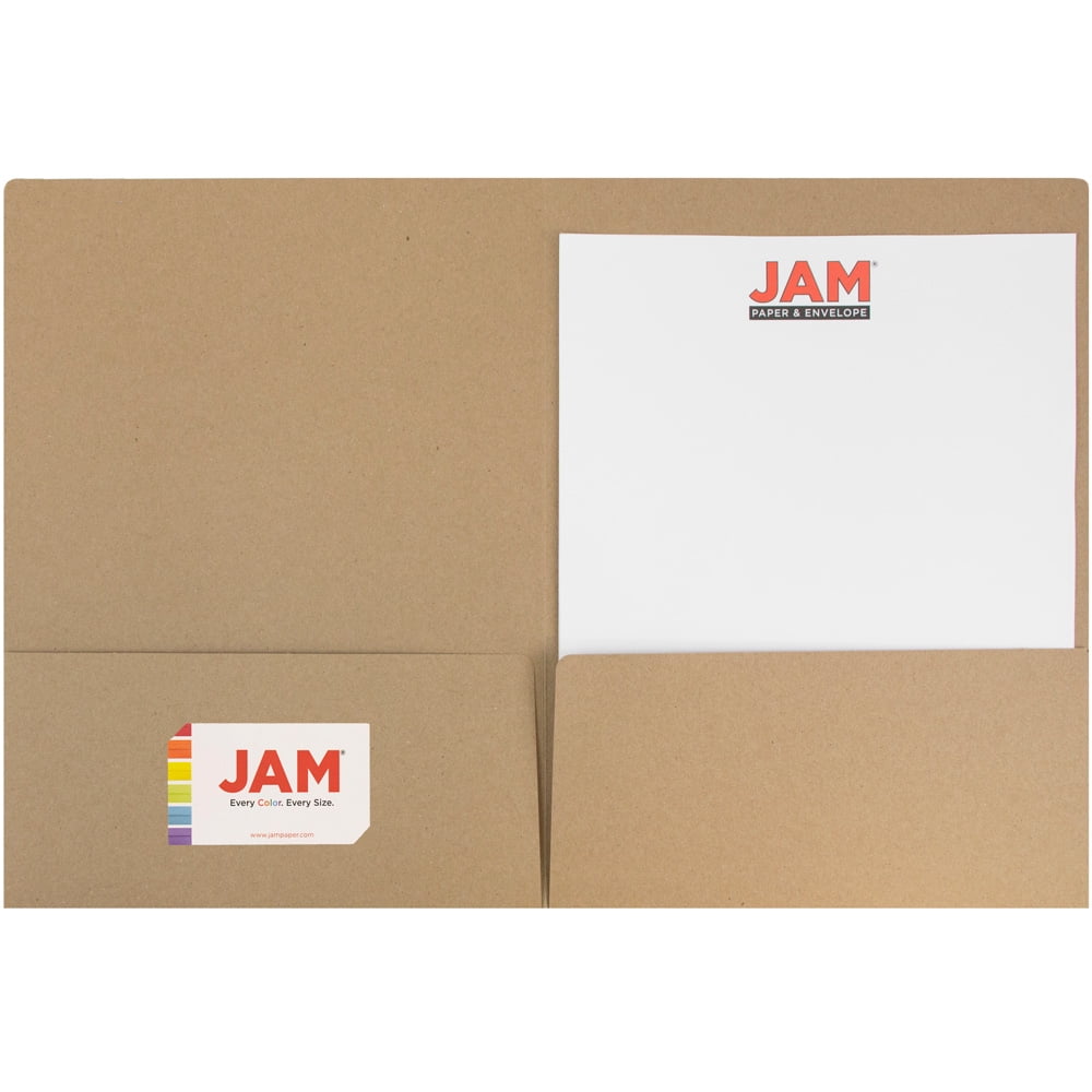 JAM Paper Two Pocket Folders, Brown Kraft Recycled, 100/Pack