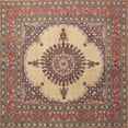 thumbnail image 1 of Ahgly Company Indoor Square Traditional Brown Red Medallion Area Rugs, 3' Square, 1 of 6