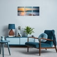 thumbnail image 3 of 3-Piece Blue Beach Canvas Wall Art Set, Sunset Ocean Waves Seascape Prints, Framed & Ready to Hang Decor for Living Room Bedroom Bathroom, 3 of 5