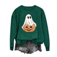 thumbnail image 4 of Tops for Women Plus Size Halloween Printed Round Neck Long Sleeved Sweatshirts,Womens Blouse Green, 4 of 6