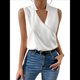thumbnail image 1 of Camisetas Sin Mangas Plisadas para Mujer, Blusas Casuales Sin Mangas con Cuello en V, Camiseta Básica de Verano L, 1 of 9