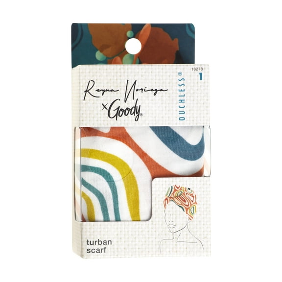 Goody Tru X Reyna Noriega Collab Ouchless® Leaf Print Turban Multicolor Swirl, 1 CT