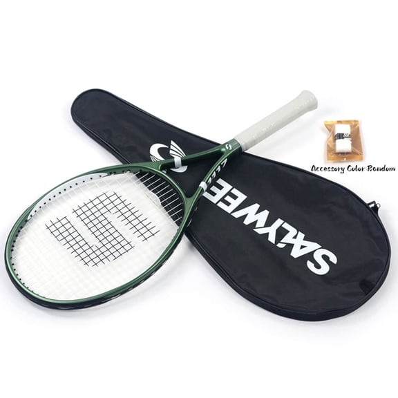 SALYWEE RaceRun Composite Carbon Fiber Adult Tennis Racket, 300±10g (Strung), 50-60LBS, Dark Green Frosted Frame, Beginner Training