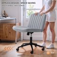 thumbnail image 4 of Homall Chaise de Bureau Réglable en Hauteur, Chaise Sans Accoudoirs pour Bureau à Domicile avec Roulettes Universelles, Gris, 4 of 7
