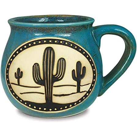 Cape Shore Decorative Bean Pot Coffee Tea Mug Cup, Saguaro, Gifts for Birthday Christmas, 16 Oz