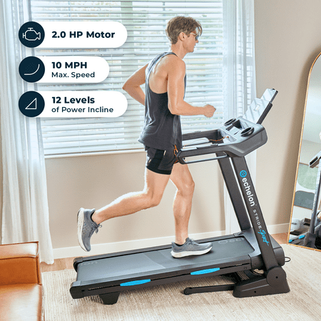 Echelon - Stride 30 Sport Smart Foldable Exercise Treadmill with Cushioned Deck - Black