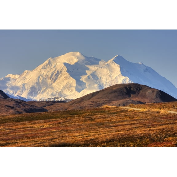 Scenic View Of Mt Mckinley And Colorful Tundra During Autumn In Denali National Park Alaska Hdr Image Canvas Art - Michael Criss Design Pics (34 x 22)